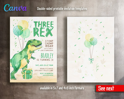 Dinosaur T-Rex customizable invitation template | Share or Print |  | DG551