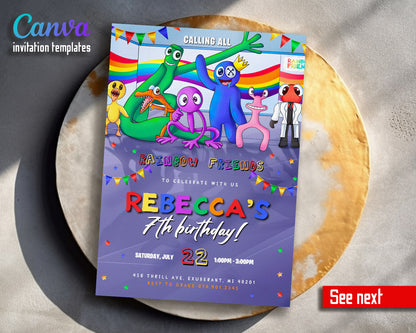 Rainbow Friends  customizable invitation template | Share or Print |  | DQ673