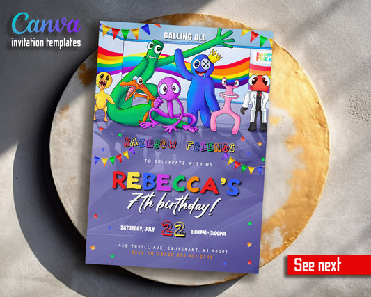 Rainbow Friends  customizable invitation template | Share or Print |  | DQ673