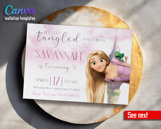 Rapunzel Princess Tangled customizable invitation template | Share or Print | girl | YN363