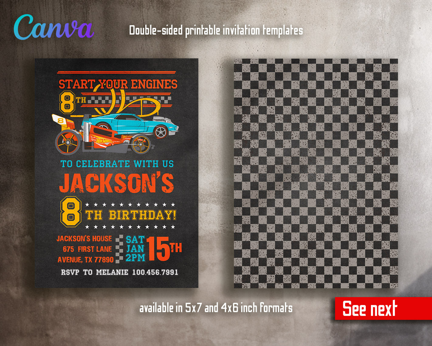 Hot Wheels Racing  customizable invitation template | Share or Print | boy | NY303