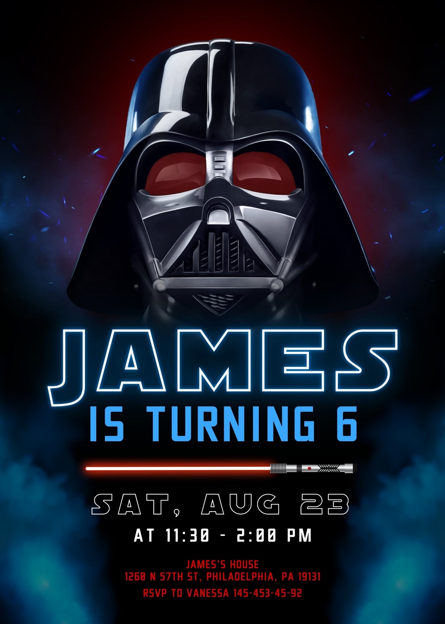 Star Wars Darth Vader  customizable invitation template | Share or Print | boy | MC101