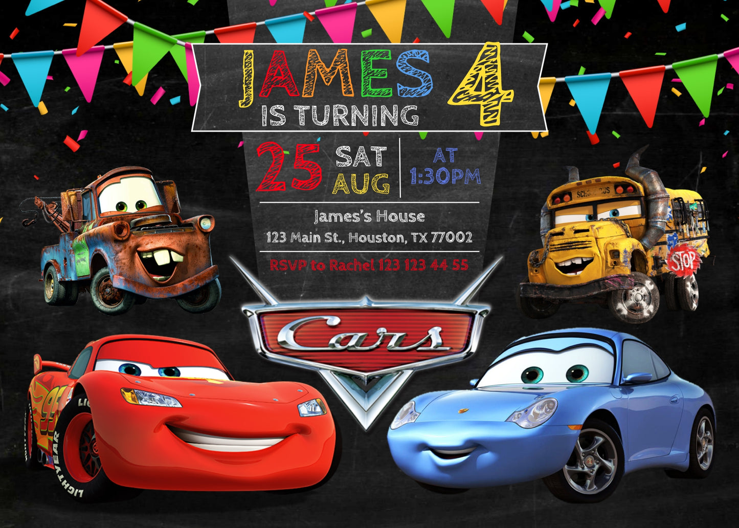 Cars Lighting McQueen customizable invite template | instant download | Share or Print | WT784