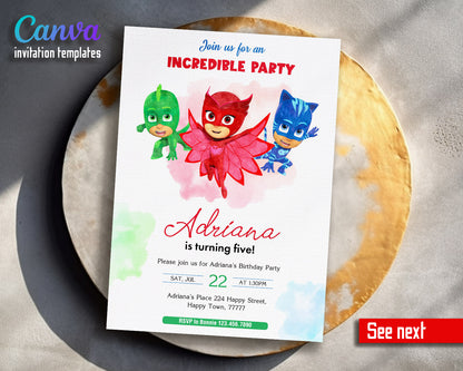 PJ Masks customizable invitation template | Share or Print | | WM242