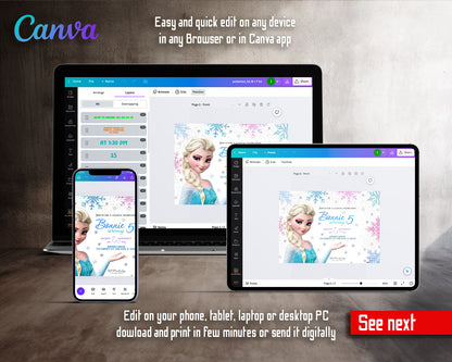 Frozen Elsa  customizable invitation template | Share or Print | girl | VN476