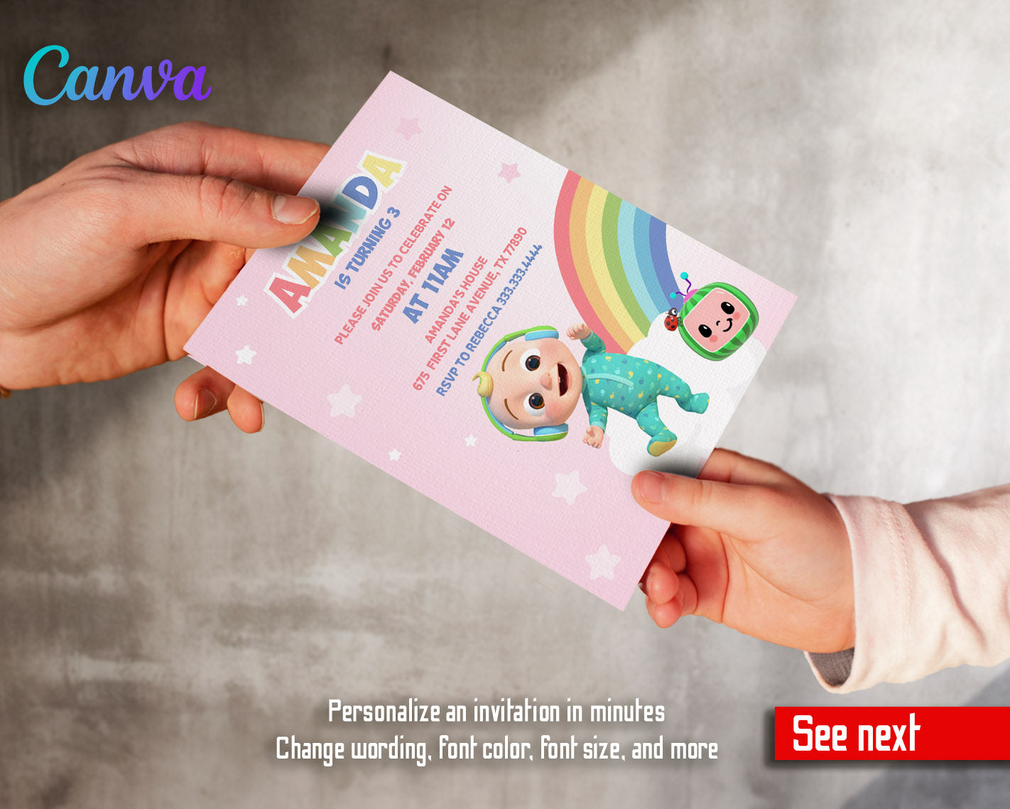 Cocomelon  customizable invitation template | Share or Print |  | ZX821