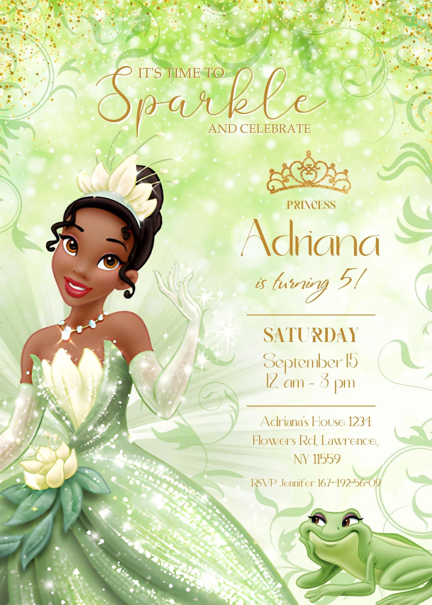 Tiana Frog Princess  customizable invitation template | Share or Print | girl | GP298