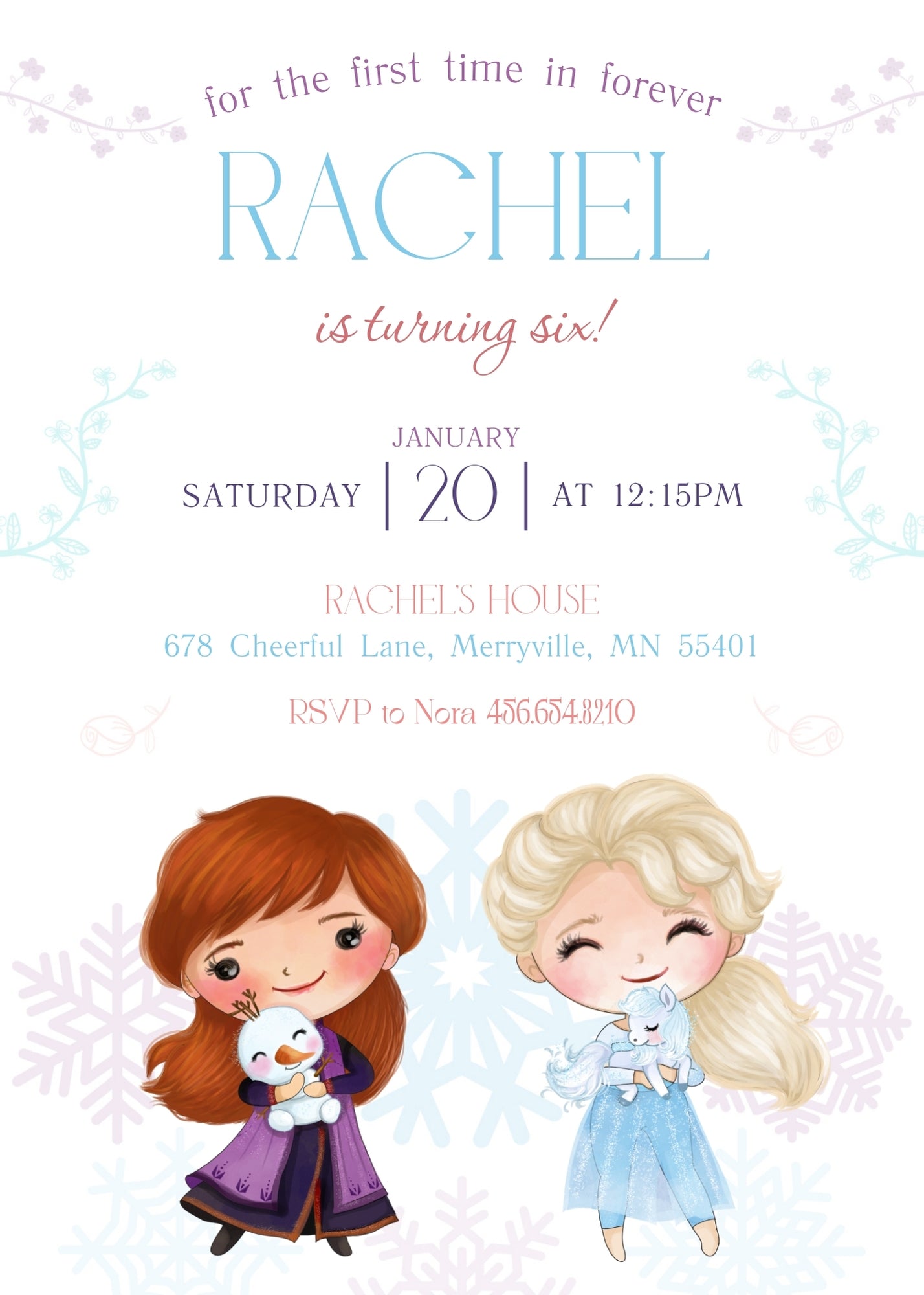 Frozen Elsa  customizable invitation template | Share or Print | girl | IS082