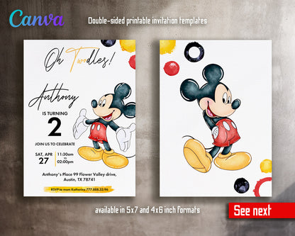 Mickey Mouse 2nd Birthday customizable invitation template | Share or Print |  | NI279