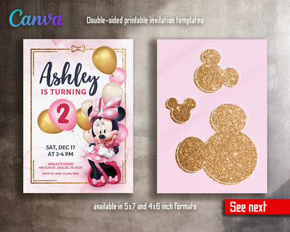 Minnie Mouse Disney Mickey customizable invitation template | Share or Print | girl | BZ831