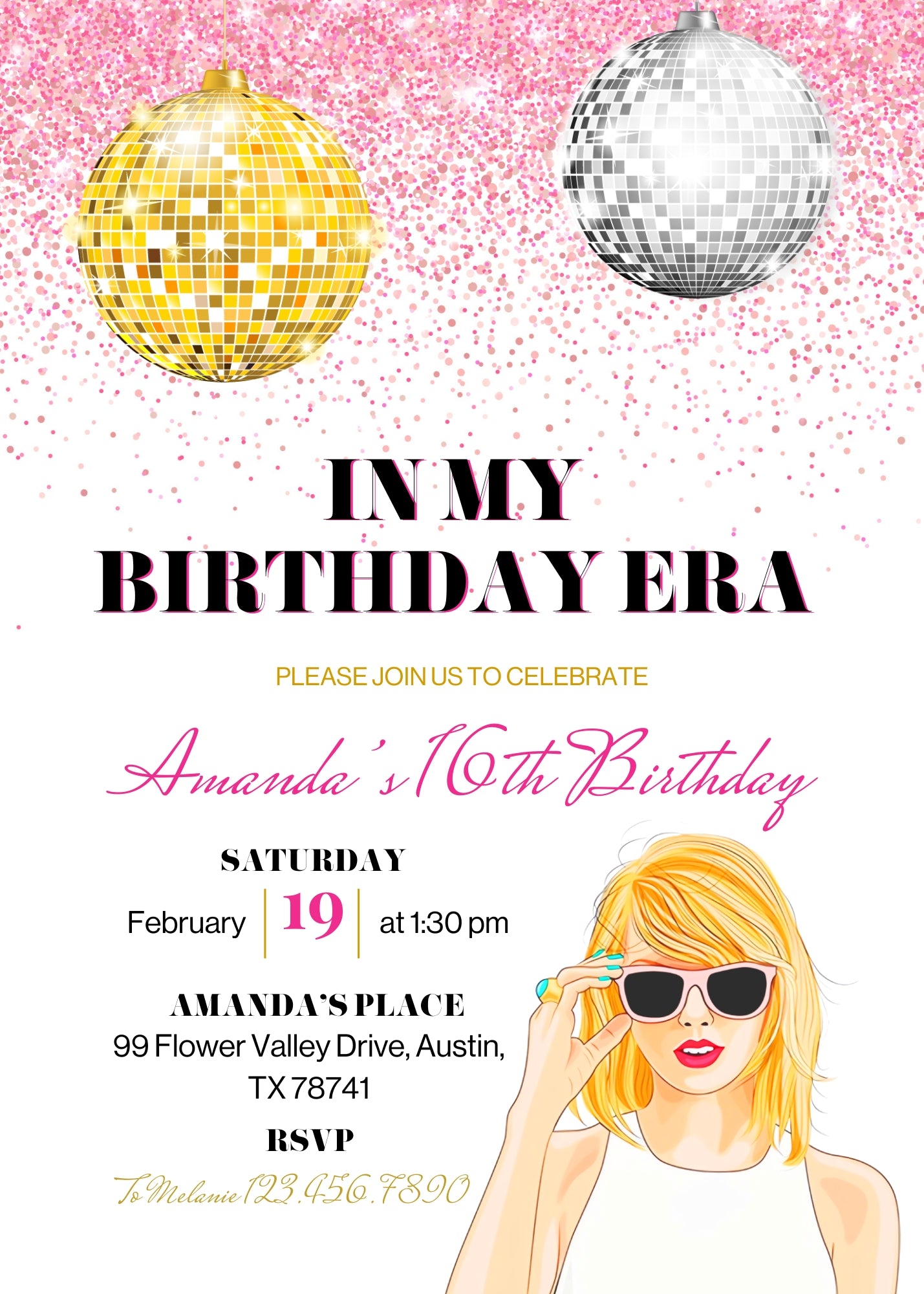 Taylor Swift Eras Tour  customizable invitation template | Share or Print | girl | PE221