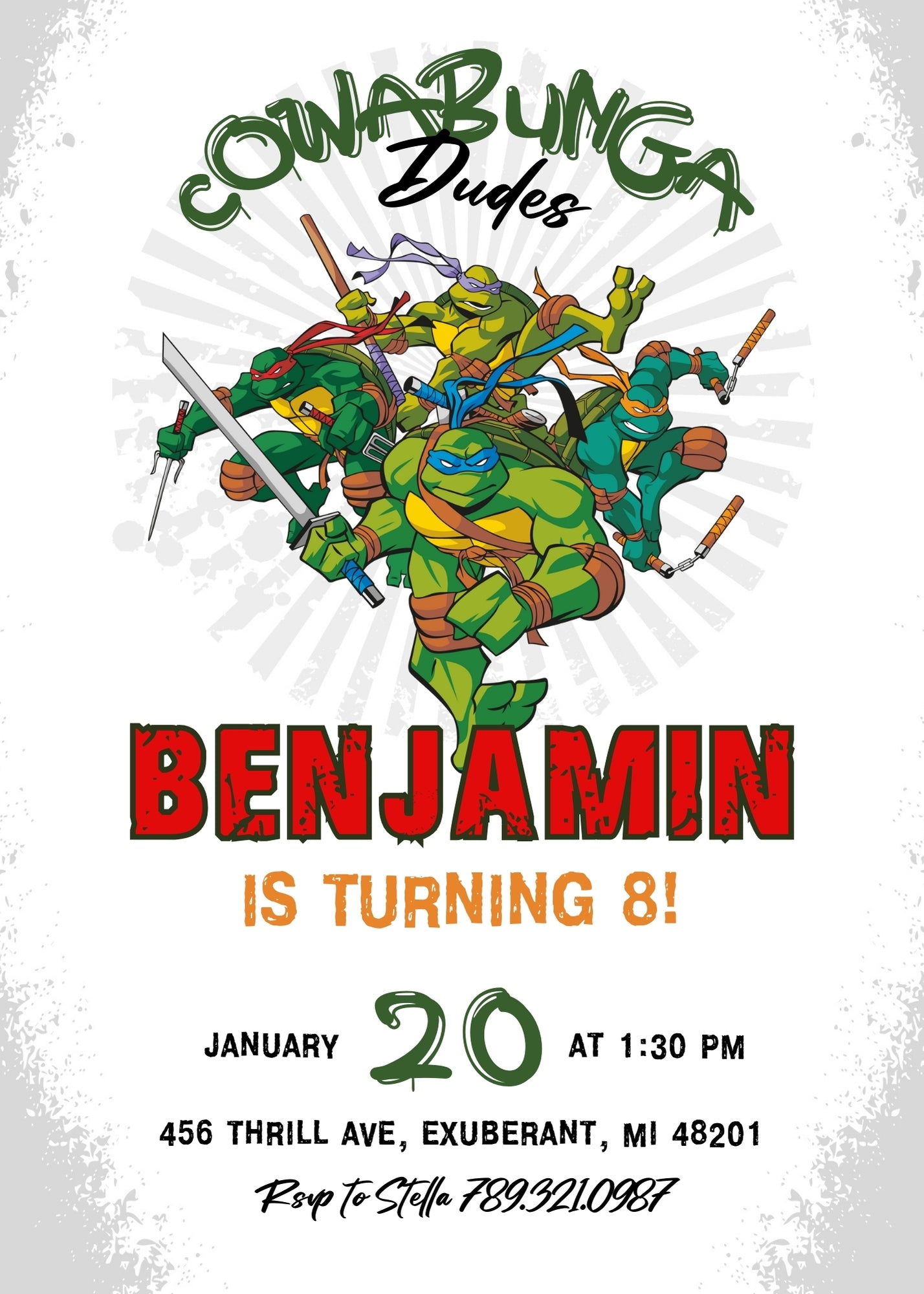 Teenage Mutant Ninja Turtles  customizable invitation template | Share or Print | boy | DX658