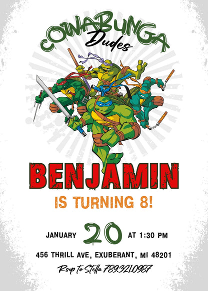 Teenage Mutant Ninja Turtles  customizable invitation template | Share or Print | boy | DX658