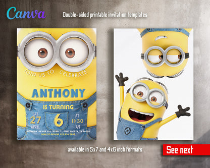 Minions Despicable Me customizable invitation template | Share or Print | | OC252