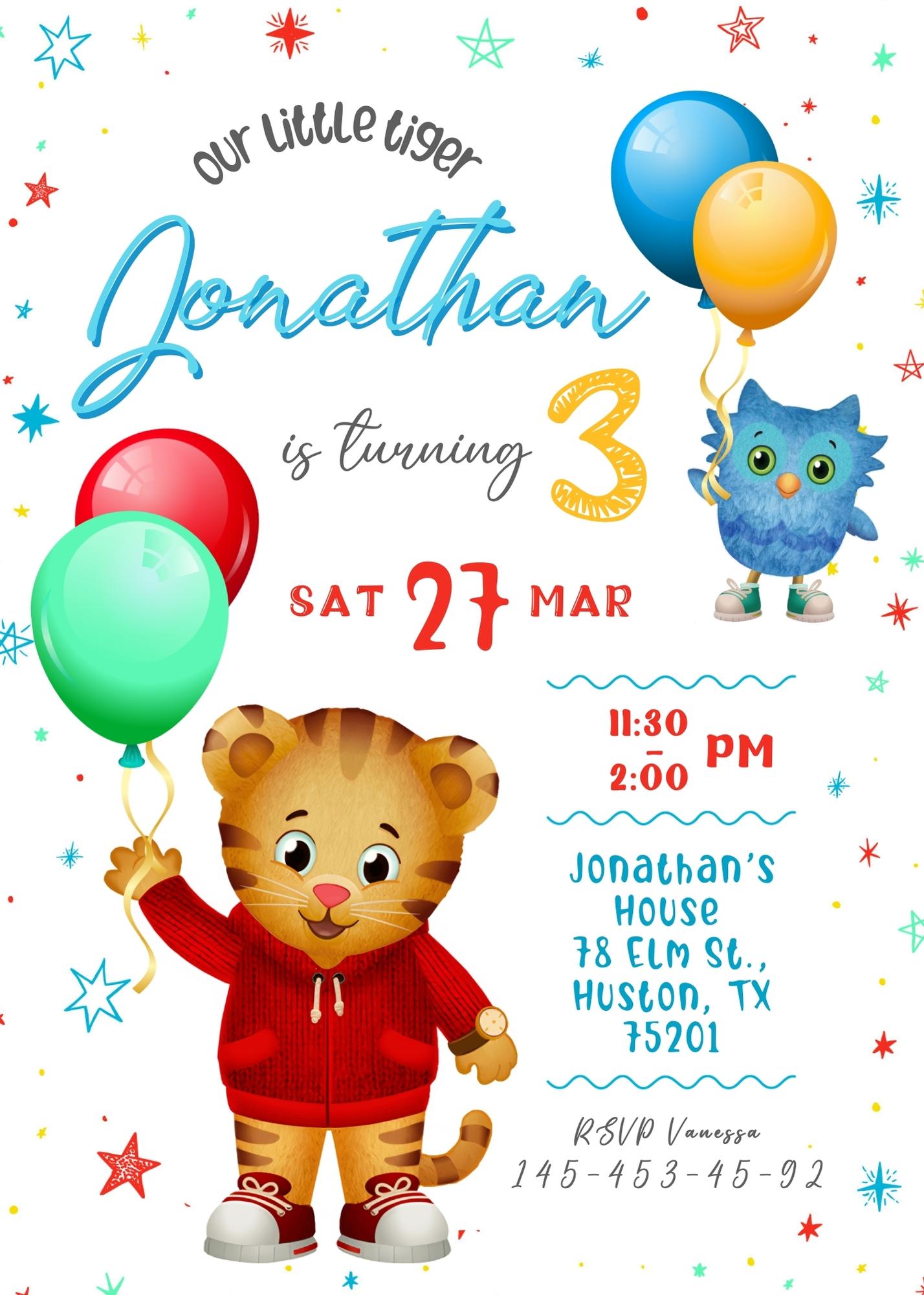 Daniel Tiger's Neighborhood  customizable invitation template | Share or Print |  | LM619