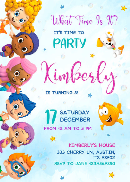 Bubble Guppies Molly Gil customizable invitation template | Share or Print | girl | AX220