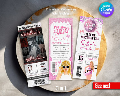 Taylor Swift Eras Tour Ticket customizable invitation template | Share or Print | girl | HT805