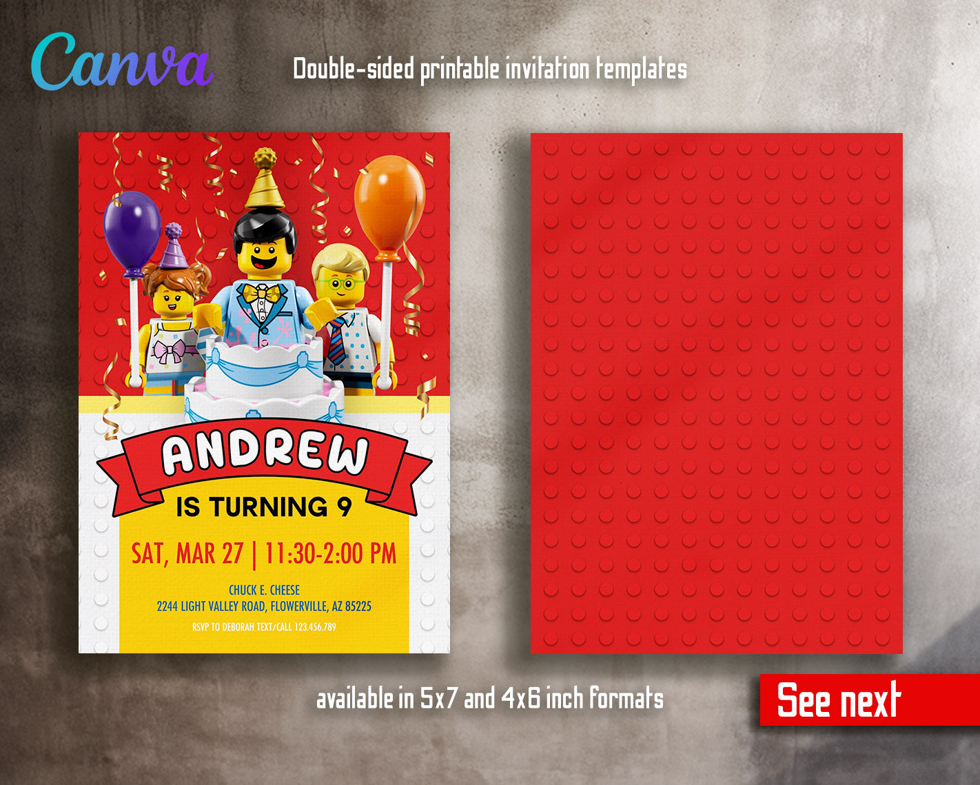 Lego Minifigures  customizable invitation template | Share or Print |  | BV523