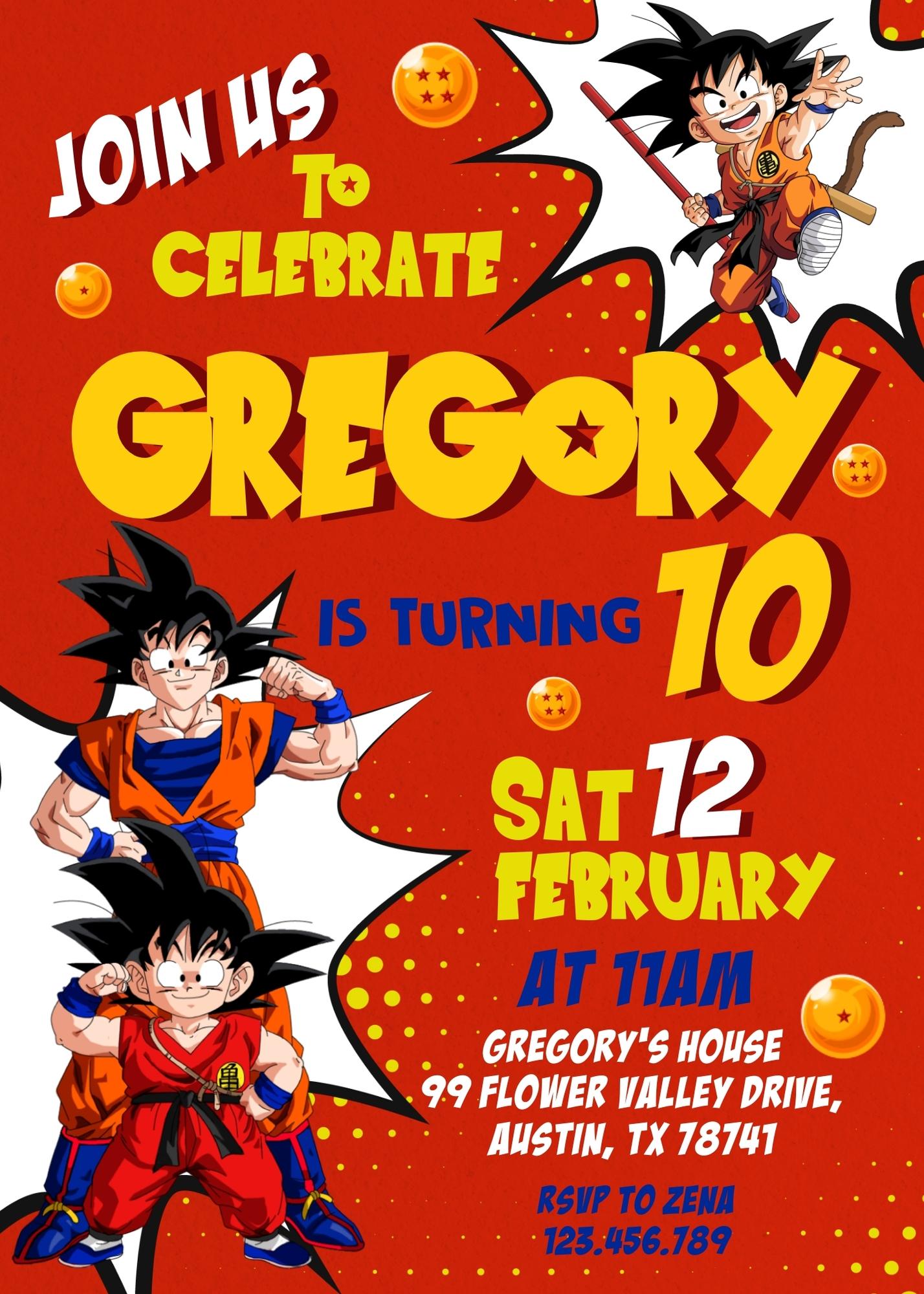 Dragon Ball Z customizable invite template | instant download | Share or Print | RO688