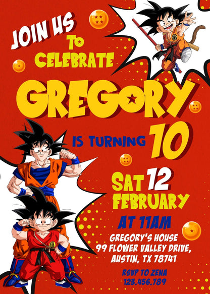 Dragon Ball Z customizable invite template | instant download | Share or Print | RO688