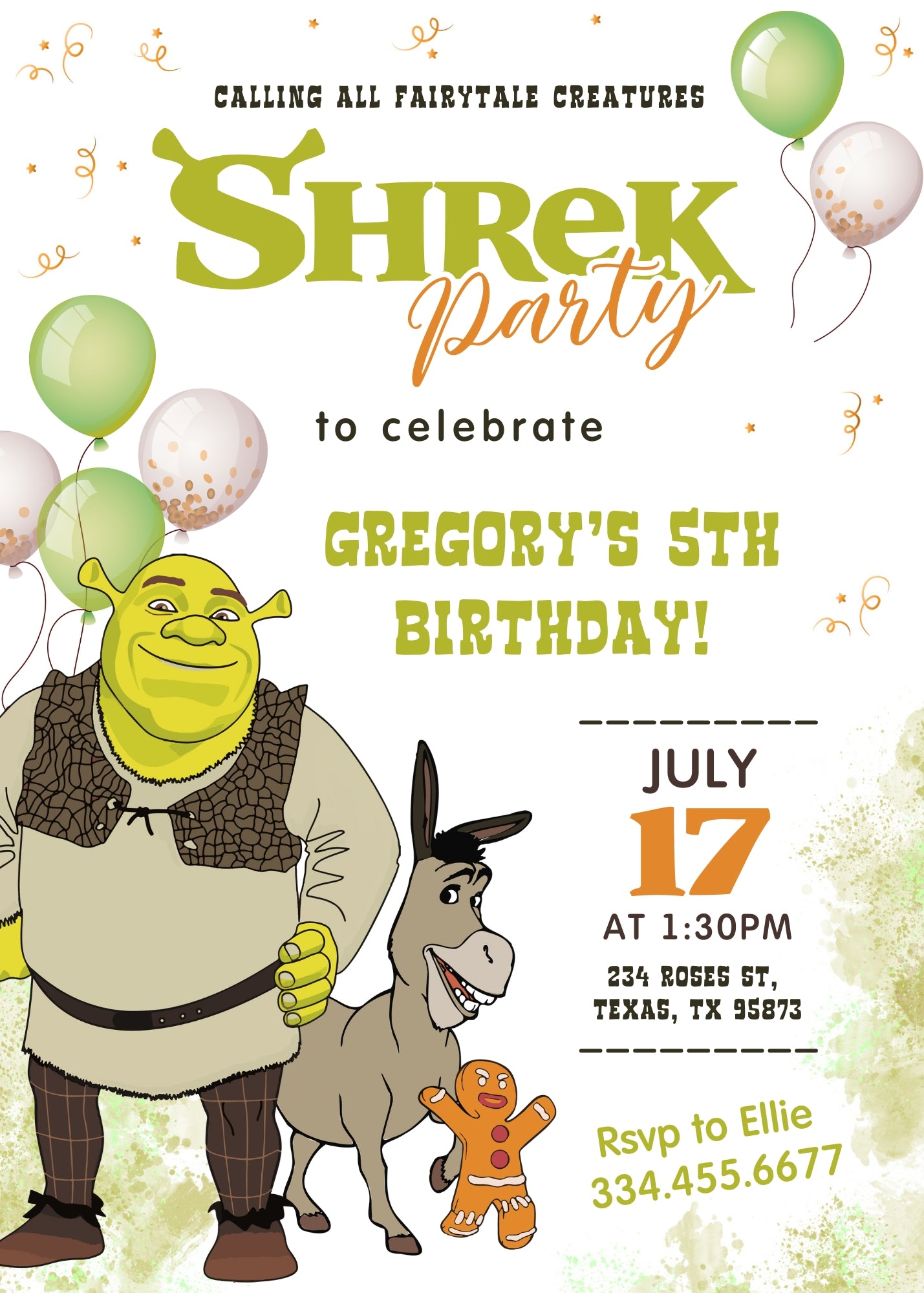 Shrek customizable invitation template | Share or Print |  | JQ148