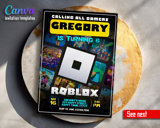 Roblox Gamer customizable invitation template | Share or Print | | XE442