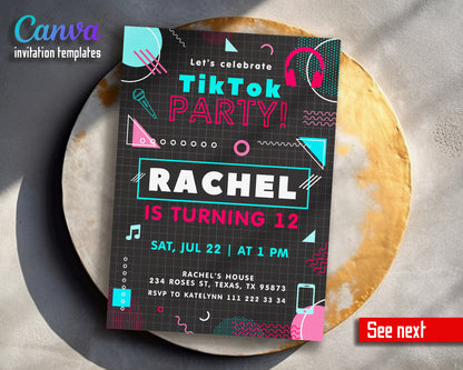 Tik Tok Party customizable invitation template | Share or Print |  | XY226