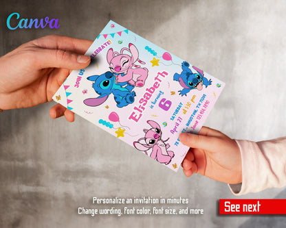 Lilo & Stitch Angel customizable invitation template | Share or Print | girl | QO359