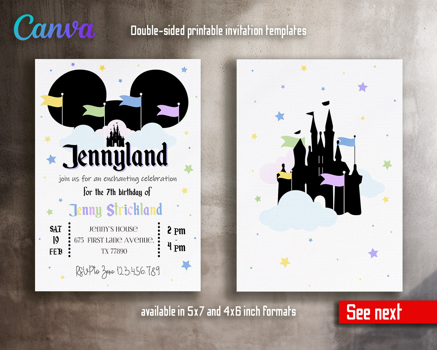 Disneyland  customizable invitation template | Share or Print | girl | FP349