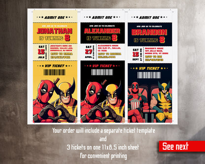 Deadpool Wolverine Marvel customizable invitation template | Share or Print | boy | BL090