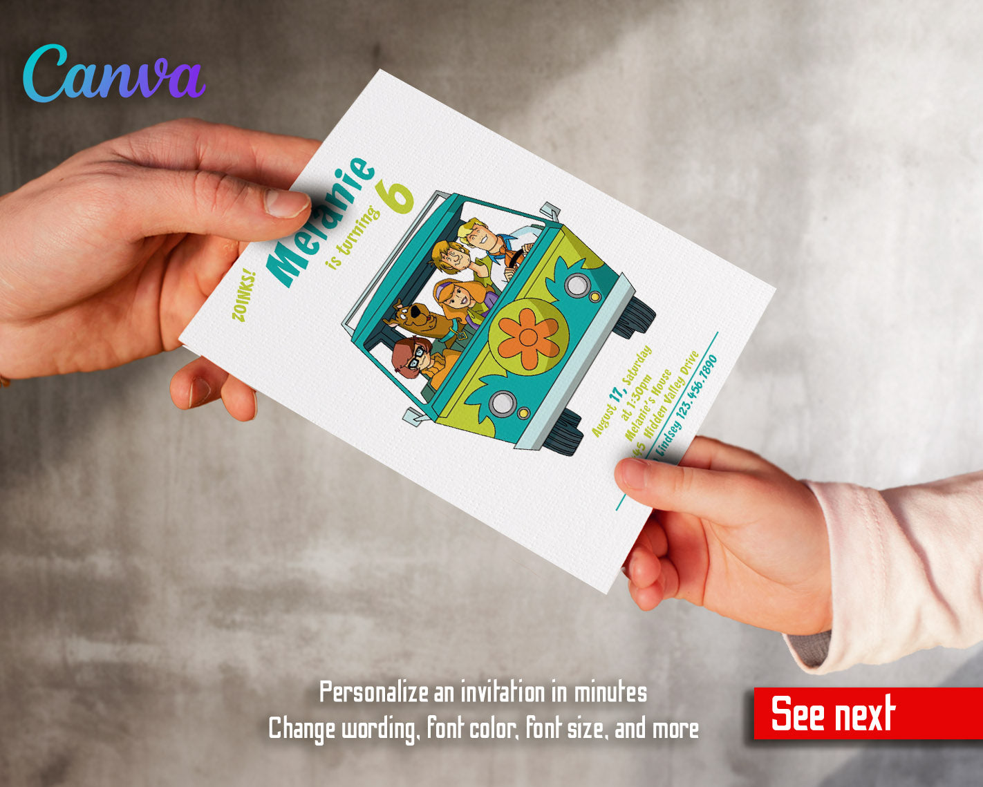 Scooby-Doo  customizable invitation template | Share or Print |  | HD223