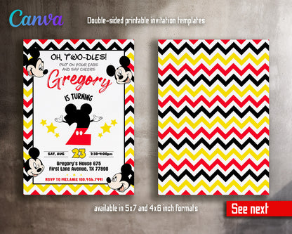 Mickey Mouse 2nd Birthday customizable invitation template | Share or Print |  | HY181