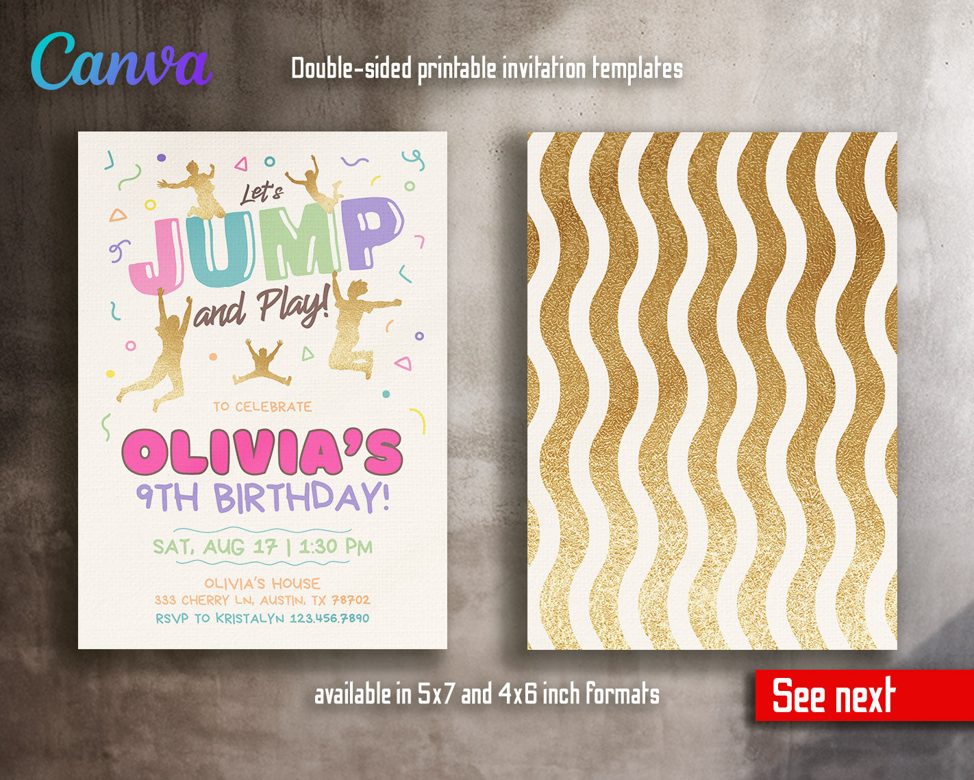 Trampoline Jump Party  customizable invitation template | Share or Print |  | ZE761