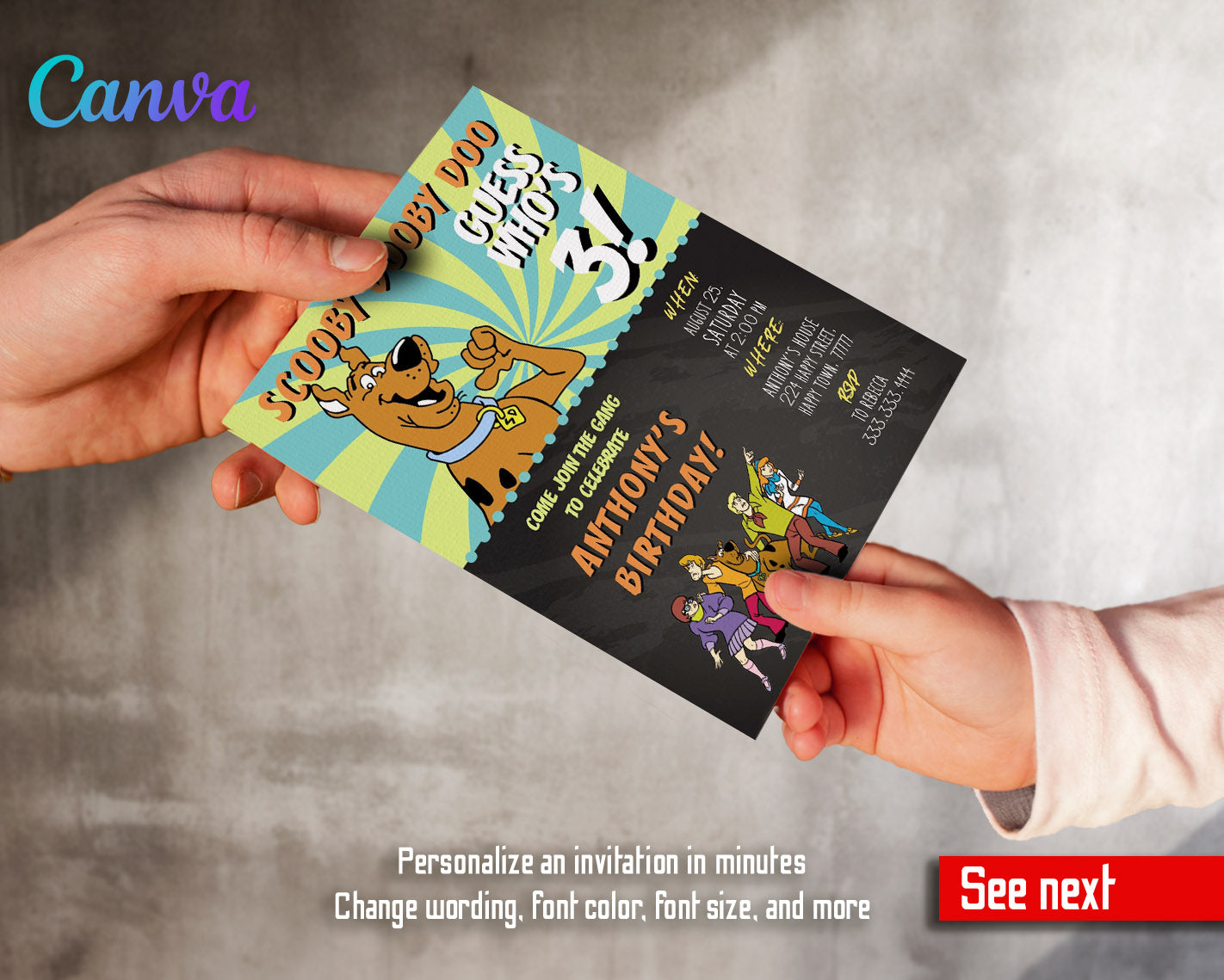 Scooby-Doo  customizable invitation template | Share or Print |  | VC120