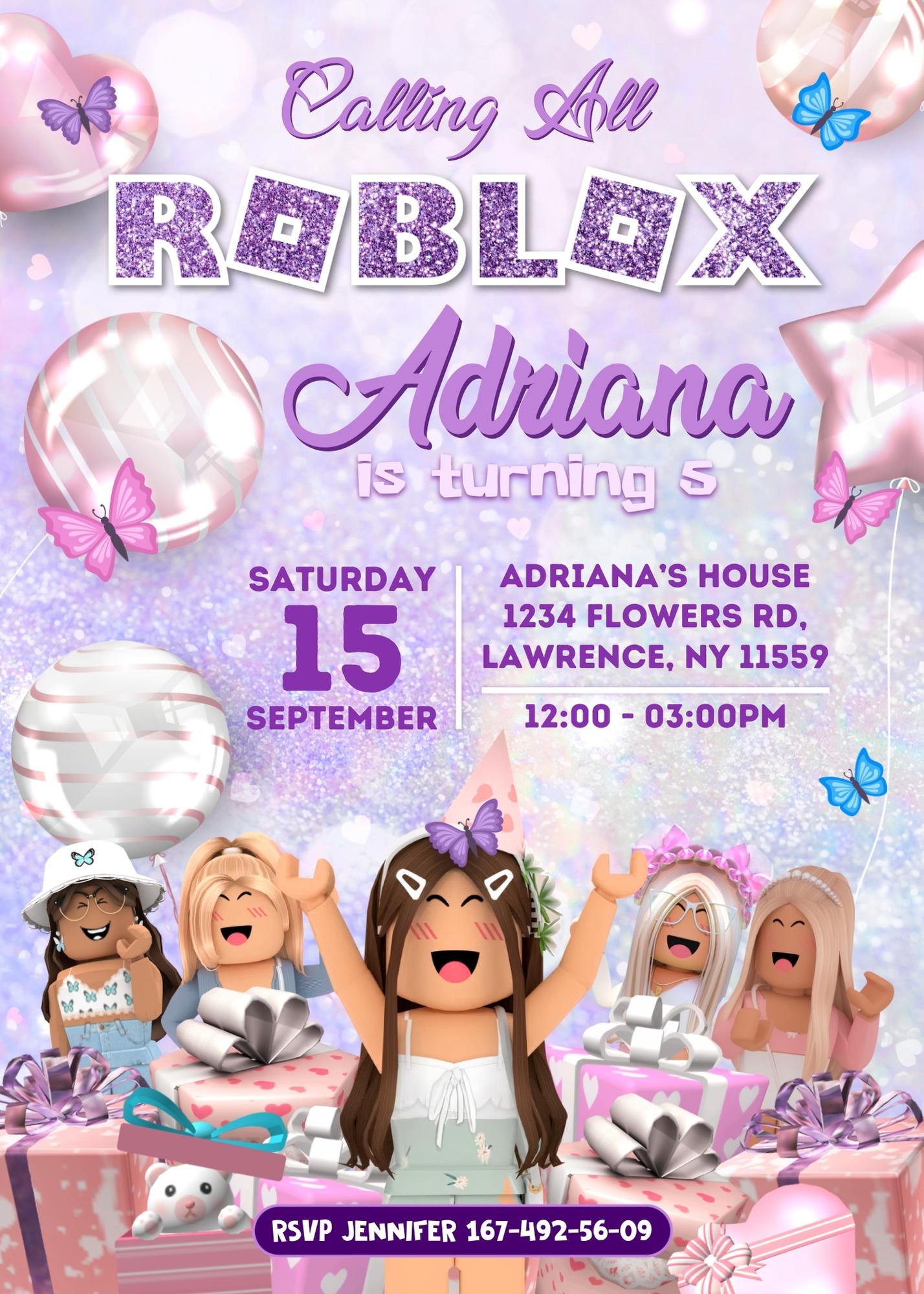 Roblox customizable invite template girl | instant download | Share or Print | TE143