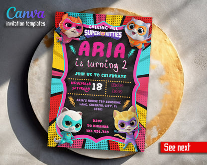 SuperKitties  customizable invitation template | Share or Print |  | KZ949