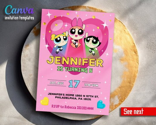 The Powerpuff Girls customizable invitation template | Share or Print | girl | SD970