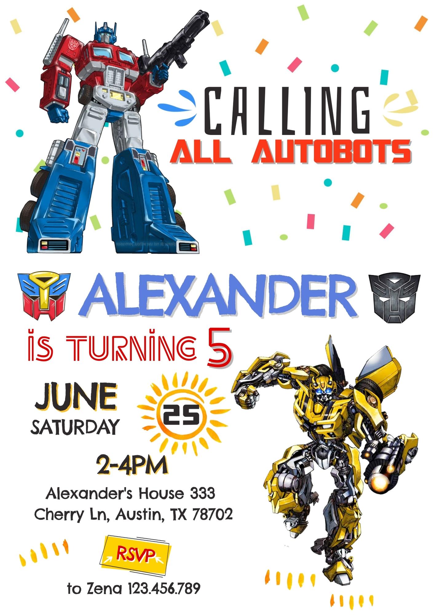 Transformers Rescue Bots  customizable invitation template | Share or Print | boy | DJ558