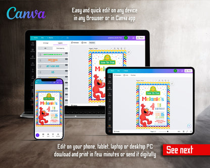Sesame Street Elmo customizable invitation template | Share or Print |  | VM333