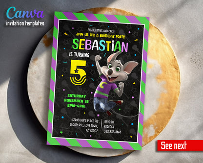 Chuck E. Cheese customizable invitation template | Share or Print |  | KS720