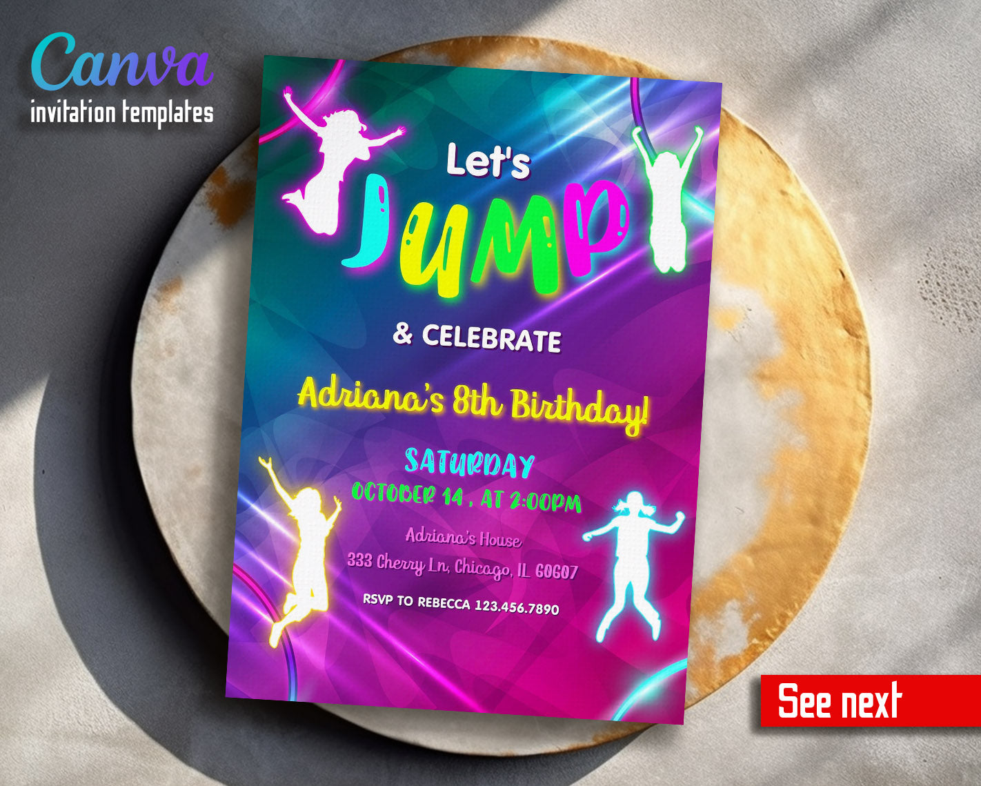 Trampoline Jump Party  customizable invitation template | Share or Print |  | ST548