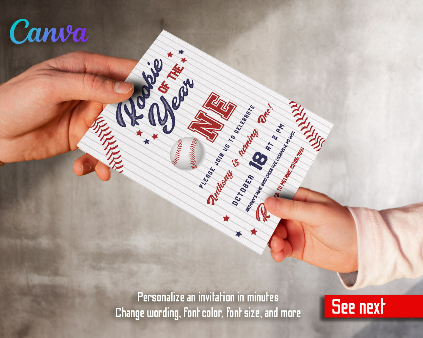 Baseball MLB Sport customizable invitation template | Share or Print | boy | RF485