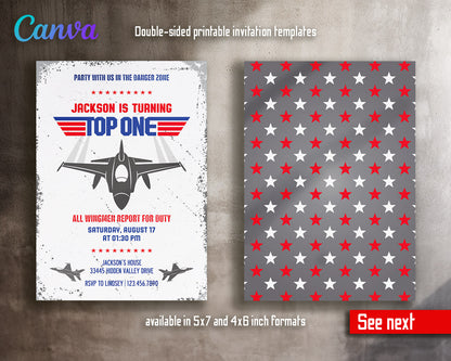 Top Gun One Jet Fighter customizable invitation template | Share or Print | boy | AN637