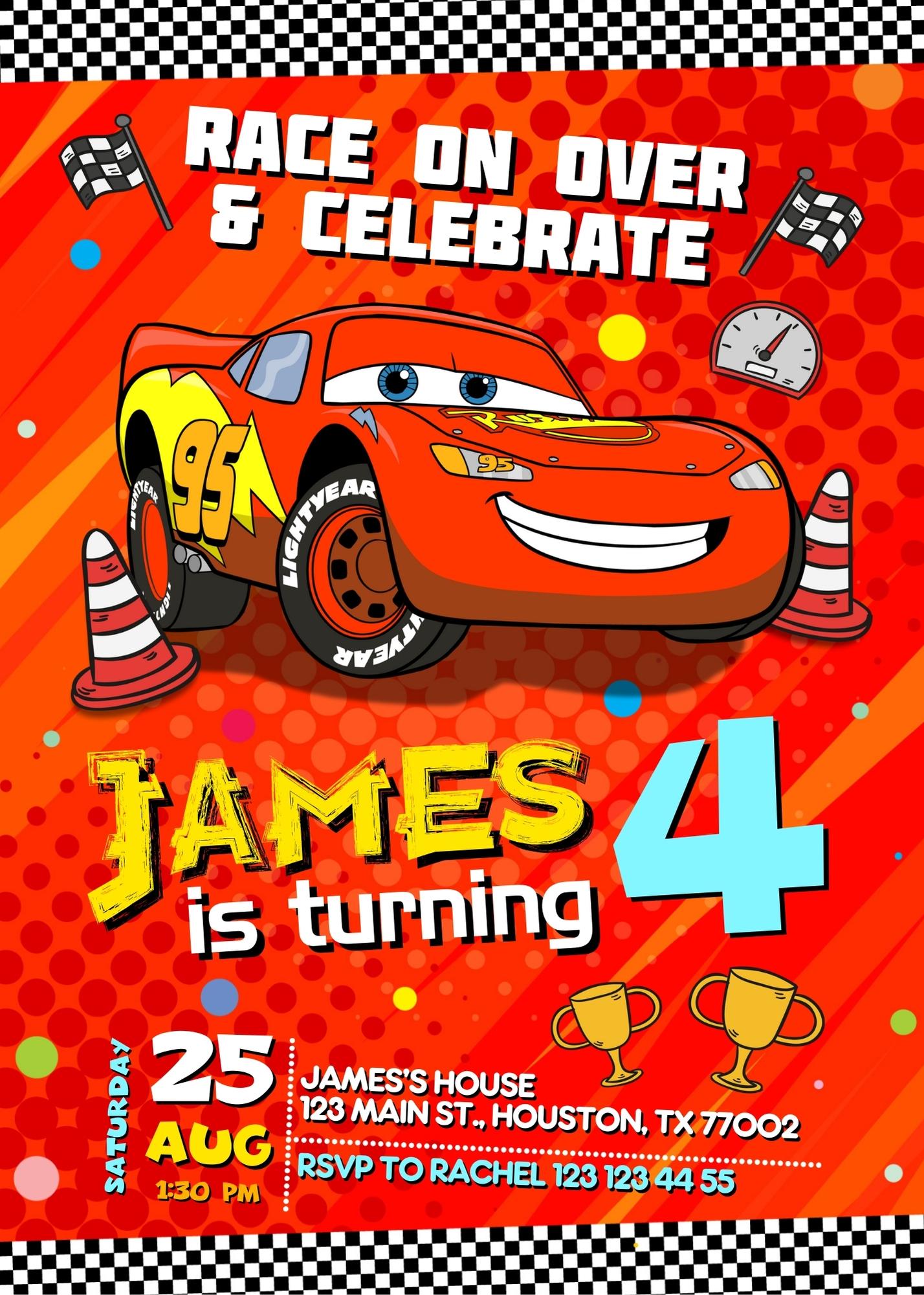 Cars Lighting McQueen customizable invite template | instant download | Share or Print | EN522