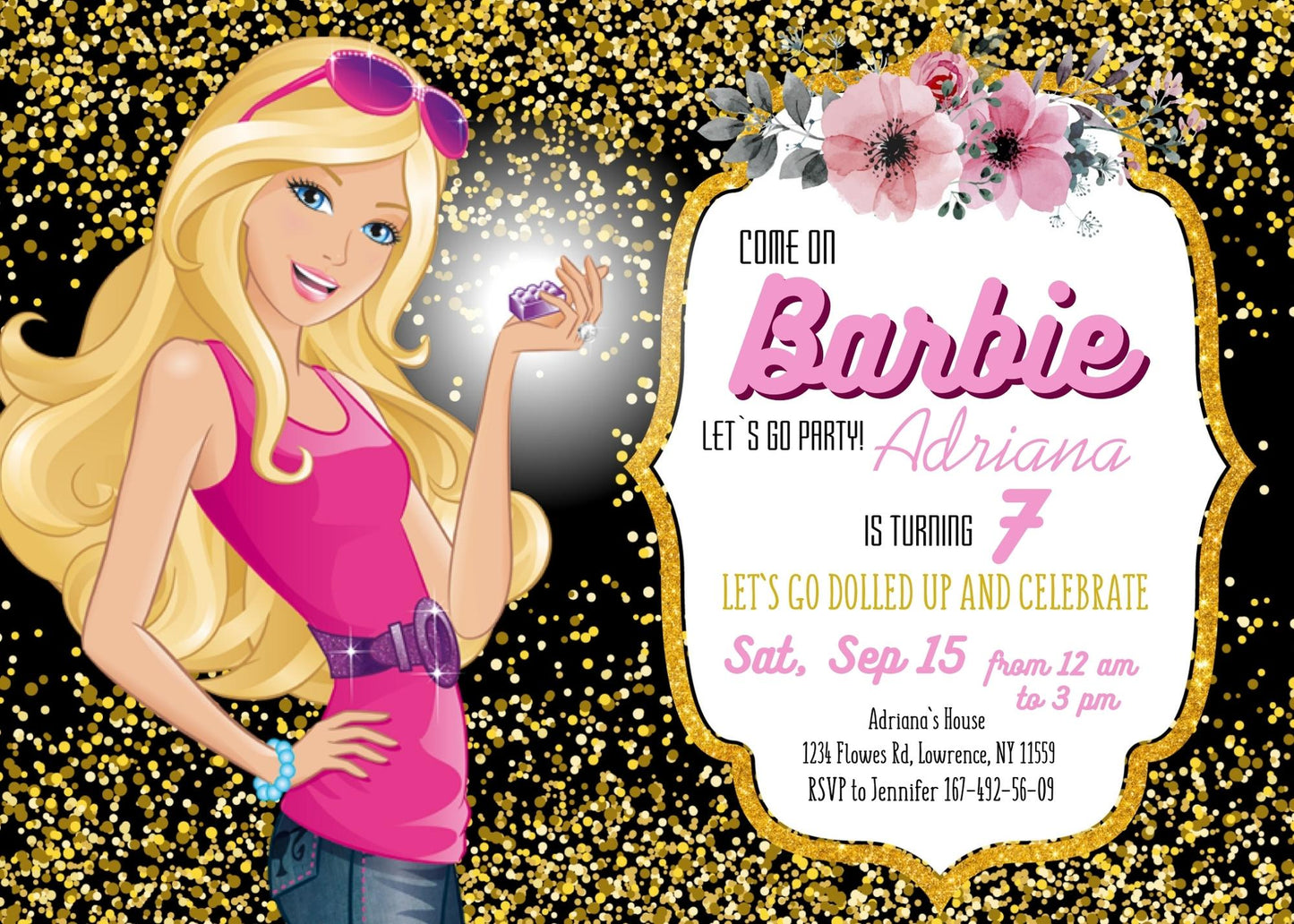 Barbie Pink  customizable invitation template | Share or Print | girl | AO481