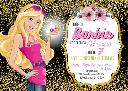 Barbie Pink  customizable invitation template | Share or Print | girl | AO481