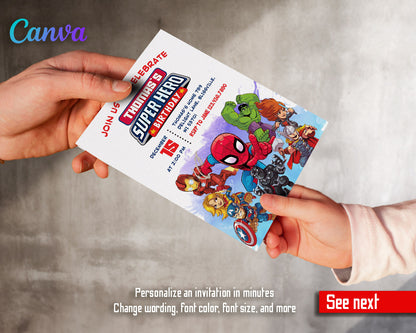 Avengers Marvel Superhero  customizable invitation template | Share or Print | boy | XA274