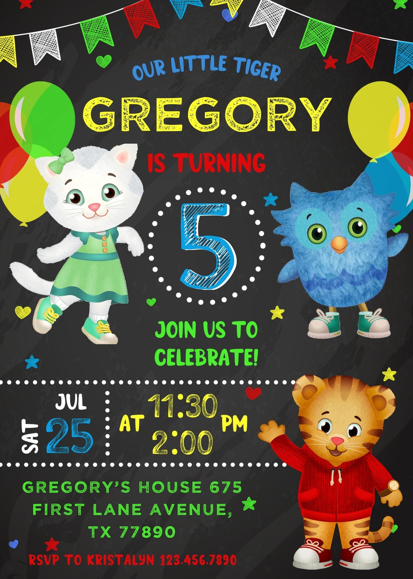 Daniel Tiger's Neighborhood  customizable invitation template | Share or Print |  | GH956