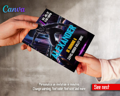 Black Panther Superhero Marvel customizable invitation template | Share or Print | boy | LO812