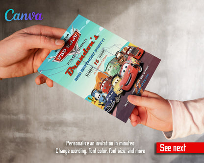 Cars Lightning Mcqueen Two customizable invitation template | Share or Print | boy | FR481